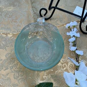 Vintage Indonesia Frosted Teal Green Apple Shape leaf design Dish
